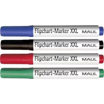 Sada fixů na flipchart MAUL, hrot seříznutý 3,0-6,5 mm, 4 různé barvy