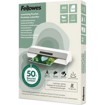 Matné laminovací fólie Fellowes A6 80 mikronů, 50% recyklované, 100 ks 100143438
