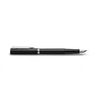 Waterman Impression plnicí pero, černý lak, chromové zdobení, střední hrot, modrý inkoust, dárková krabička 2225497