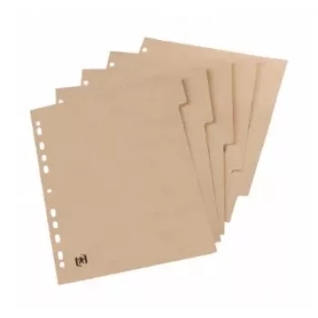 Oxford TOUAREG A4 Cardboard Index Dividers, 5-Tab, Blank, Beige, Recycled Paper 280 g/m², Universal Punching (1 Set) 100204964