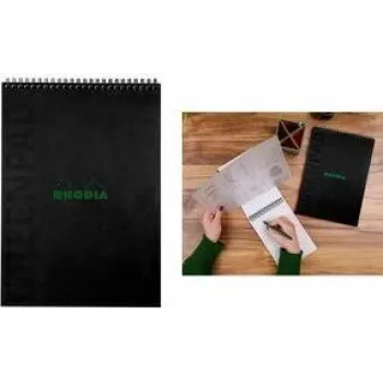 RHODIA GreenPad spirálový zápisník A4+ linkovaný černý 90g/m² 80 listů 119927C