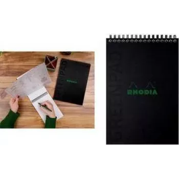 Rhodia GreenPad A5+ čtverečkovaný spirálový zápisník, černý, 160 x 210 mm, 90 g/m², 80 listů 119928C