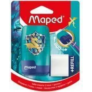 Maped Dragon Sharpener & Eraser Combo - Double Sharpening Container with Integrated Eraser, 1 Piece (049224)