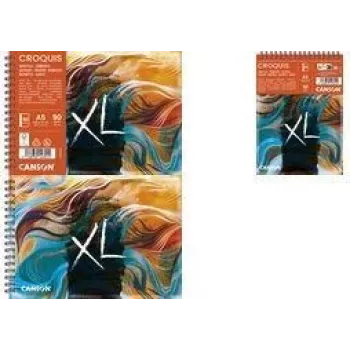 Canson XL Skizze Waves A5 Sketchbook, 90 gsm, 80 Sheets, Spiral Bound, Sturdy Back C507803000