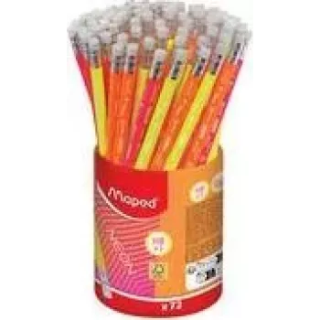 Maped Neon HB Graphite Pencil with Eraser, Triangular, 72-Pack Quiver 853789FC