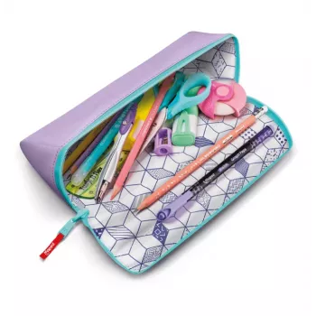 Maped XXL Classic Pastel Sweet Purple Triangular Pencil Case with Extra-Wide Opening and Dual-Sided Design 931910