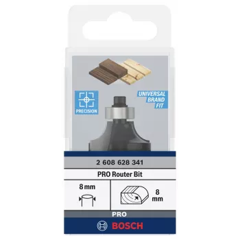 Bosch Expert for Wood Rounding Over Router Bit 8 mm Shank, R1 8 mm, 15.5 mm Cutting Length, 53 mm Total Length 2608628341