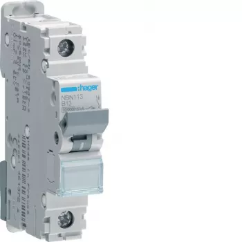 Jistič Hager NBN113 1pólový 13A charakteristika B 10kA (MCB), 1 modul