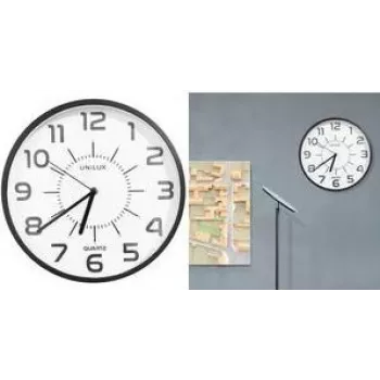 Nástěnné hodiny UNILUX POP PL 305 mm, černé pouzdro, černý ciferník, tichý křemenný strojek 400190878