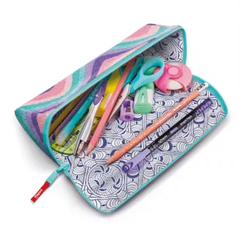 Pouzdro na tužky Maped Effect Pastel Softy Waves XXL, trojúhelníkové, oboustranné, Pastel Waves 931913