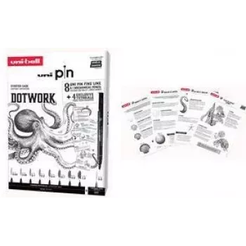 uni-ball DOTWORK startovací sada uni pin, 9dílné pouzdro s 8 fixy a 1 mikrotužkou Shalaku S (CF PIN/8 005)