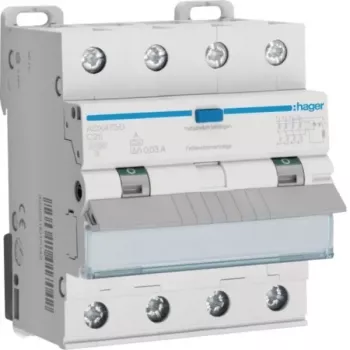 Proudový chránič s jištěním Hager ADX475D RCBO 4P 10kA C-25A 30mA typ A