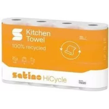Kuchyňská role satino by wepa HiCycle, 3vrstvá, vysoce bílý recyklovaný tissue, trojúhelníkové ražení, 1 role 178320