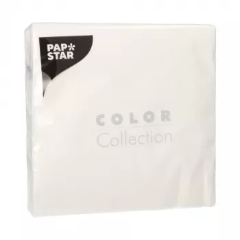 Obědové ubrousky PAPSTAR, 330 x 330 mm, 1vrstvé, bílé, sklad 1/4, tissue, embosované – 1 balení (12300)