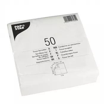 Obědové ubrousky PAPSTAR, 330 x 330 mm, 2vrstvé, bílé tissue, sklad 1/4, 250 ks 17080