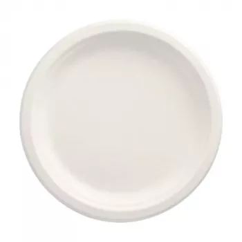 Talíř PAPSTAR pure z cukrové třtiny kulatý 230 mm, balení 12 ks, kompostovatelný, vhodný do mikrovlnné trouby 89748