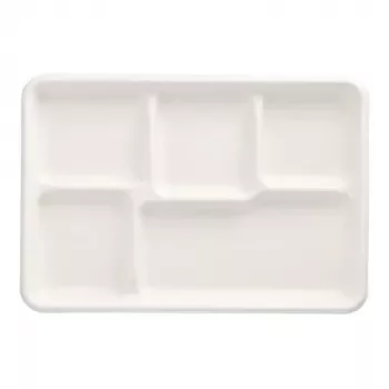 Menu miska PAPSTAR z cukrové třtiny pure, 5 přihrádek, bílá, kompostovatelná, 1 ks (89881)