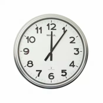 Rádiové nástěnné hodiny MAUL MAULride, průměr 610 mm, stříbrný plastový rám 9056195