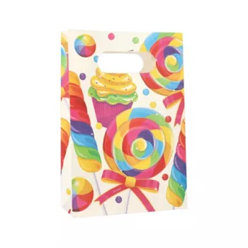Pártyová papírová taška PAPSTAR Candies s uchem, 140 x 210 x 60 mm, blokové dno, boční sklad, 1 ks (88862)