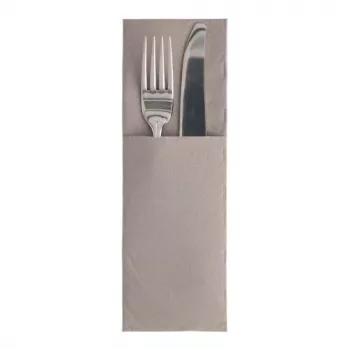Kapesník s příborem PAPSTAR ROYAL Collection šedý 40 x 40 cm 1vrstvý Airlaid předem složený s kapsou na příbor 50 ks 89417