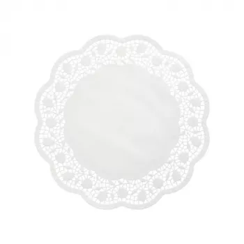 PAPSTAR kulatá dortová podložka, průměr 360 mm, bílý ražený krajkový papír, 40 g/m², 1 ks (12265)