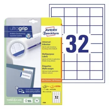 Univerzální štítky AVERY 48,3 x 33,8 mm bílé s technologií UltraGrip (balení 480 ks) 4789