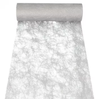 PAPSTAR Sizoflor Table Runner & Decorative Ribbon, Silver, 25 m x 30 cm, Water-Resistant, 75% Polyester / 25% Polyamide 37064