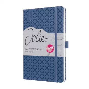 Týdenní knižní kalendář SIGEL Jolie 2024 A6, syntetická kůže, modrý, 1 týden na 2 stranách, 174 stran J4100
