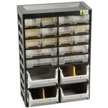 Zásobník na drobné díly Allit VarioPlus Basic 34, 20 zásuvek, plast, šedý, 305 x 170 x 435 mm 458160
