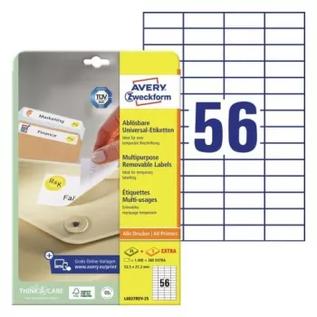 Univerzální etikety AVERY Zweckform 52,5 x 21,2 mm bílé odnímatelné s okrajem ProNature 25 listů (L6027REV-25)