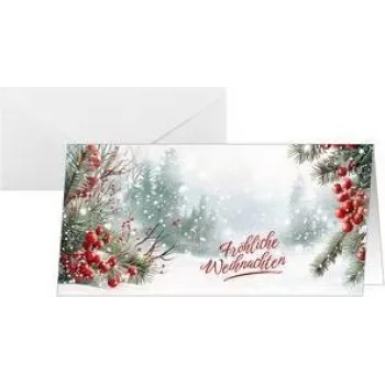 SIGEL DS645 Christmas Card Scandinavian Snow, DIN Lang Landscape, 250 gsm White Cardboard, Inkjet/Laser/Copier, 1 Piece