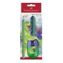 Psací sada Faber-Castell Dino Jumbo, zelená, 3 pera, 3 mm tuhá, ergonomicky trojhranná, odolná proti zlomení, od 3 let 111529