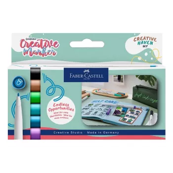 Faber-Castell Goldfaber Creative sada fixů Creative Haven, 6 různých barev, inkoust na vodní bázi, štětcový hrot 160603