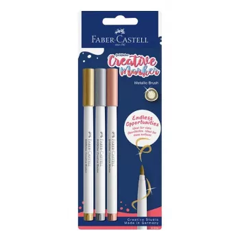 Faber-Castell Goldfaber Creative sada fixů, 3 různé barvy, pigmentový inkoust na vodní bázi, bez zápachu, stíratelný, odolný proti stříkající vodě, blistr 161005