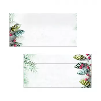 Sigel DU177 Christmas Garland obálka DIN long (DL, 110 x 220 mm), bez okénka, bílo-zelená, 90 g/m², 50 ks