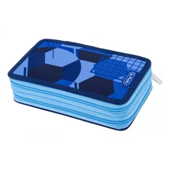 HERLITZ Blue Goal dvojité penálové pouzdro, 23dílné, 2 přihrádky, zip, barevná vnitřní podšívka 400205859