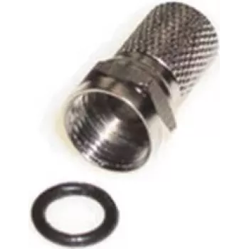 e+p F 100 F-Connector Male Screw-On Coaxial Plug, 2-Pack, 75 Ohm, Nickel-Plated Brass