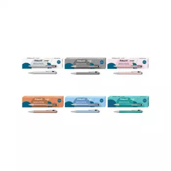 Kuličkové pero Pelikan Snap Metallic, stříbrný perleťový třpyt, hliníkové tělo, modrá náplň, Medium 400208064