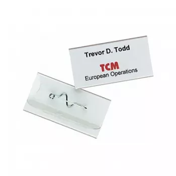 DURABLE Name Badge 30x60mm with Wave Pin, Transparent, 10 Pieces 860619