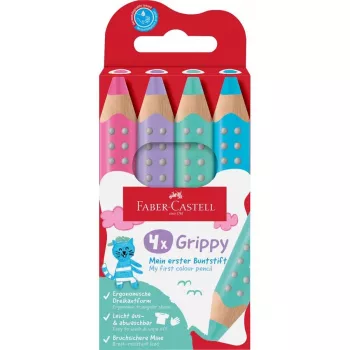 Trojhranné pastelové pastelky Faber-Castell Grippy, balení 4 ks, jumbo měkká tuhá pro malé dětské ruce 110702