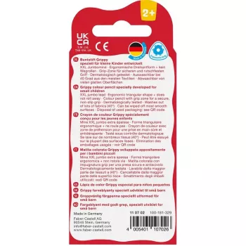Trojhranné pastelové pastelky Faber-Castell Grippy, balení 4 ks, jumbo měkká tuhá pro malé dětské ruce 110702