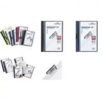 Zakládací desky DURACLIP ORIGINAL 30 A4 DURABLE s kovovou sponou, průhledný modrý přední kryt, 5 ks, 2227-07