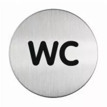 Dveřní označení WC DURABLE PICTO, kulaté 83 mm, samolepicí, stříbrná/černá 490723