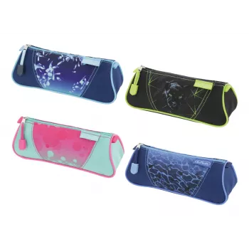 Trojhranné pouzdro na psací potřeby Herlitz Mix, polyester, 1 zipová přihrádka, 4 ks (300001567)