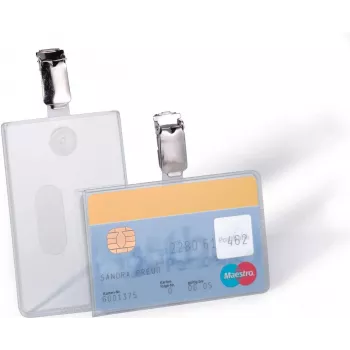 Držák na ID kartu DURABLE se sponou pro 1 kartu, transparentní, 25 ks (811319)