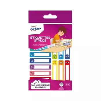 AVERY Pen Labels, Paper, 10 x 50 mm, Colored Frames, Rounded Corners, Hand-writable, Permanent Adhesive - 30 Labels (RESMI30S)