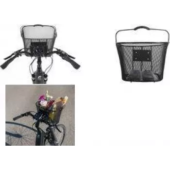 Košík na řídítka FISCHER E-Bike PLUS, jemná ocelová síť, černý, rychloupínání, 5 kg 50653