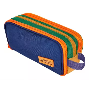 Dvojité pouzdro na psací potřeby Herlitz Neon Uni, barevné, polyester, 2 zipové přihrádky, 1 ks 400206618