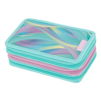 Pouzdro na psací potřeby Herlitz TriCase Minty Love, 31dílné, polyester, tři přihrádky, 3 zipy 400205914