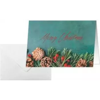 Přání SIGEL DS642 Green Christmas A6 na šířku, skládací, 250 g/m² bílý karton, inkjet/laser/kopírka, 5 přání s obálkami